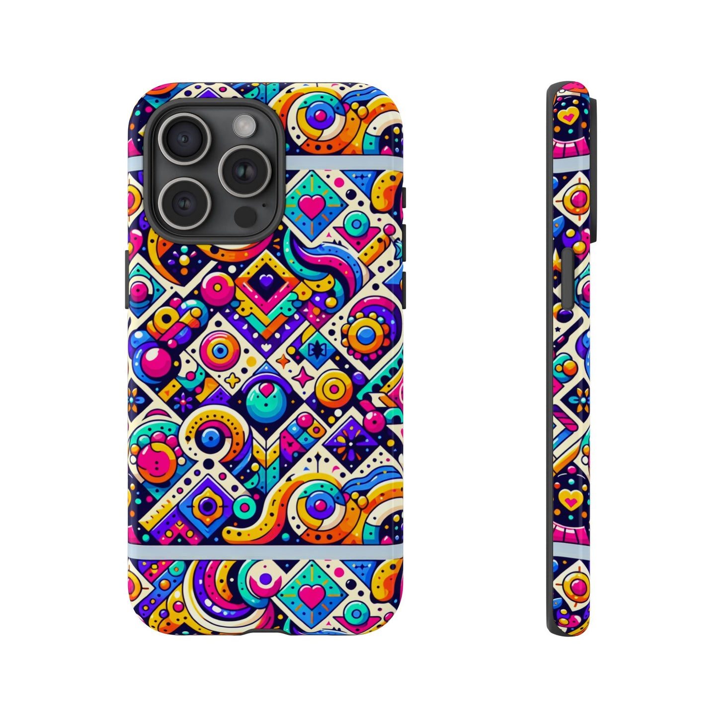 pattern image 6 vibrant 3d wrap phone case for anime and comic fans - colourful abstract design compatible with iphone 13, 14, 15 & 16 – all models including pro, pro max & plus