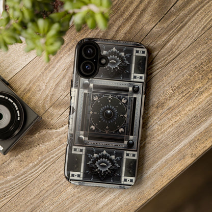 Pattern Image 4 Vibrant Shockproof Phone Case for Anime and Comic Fans, Geometric Black and Silver Design, Durable Protective Cover Compatible with iPhone 13, 14, 15 & 16 – all models including Pro, Pro Max & Plus