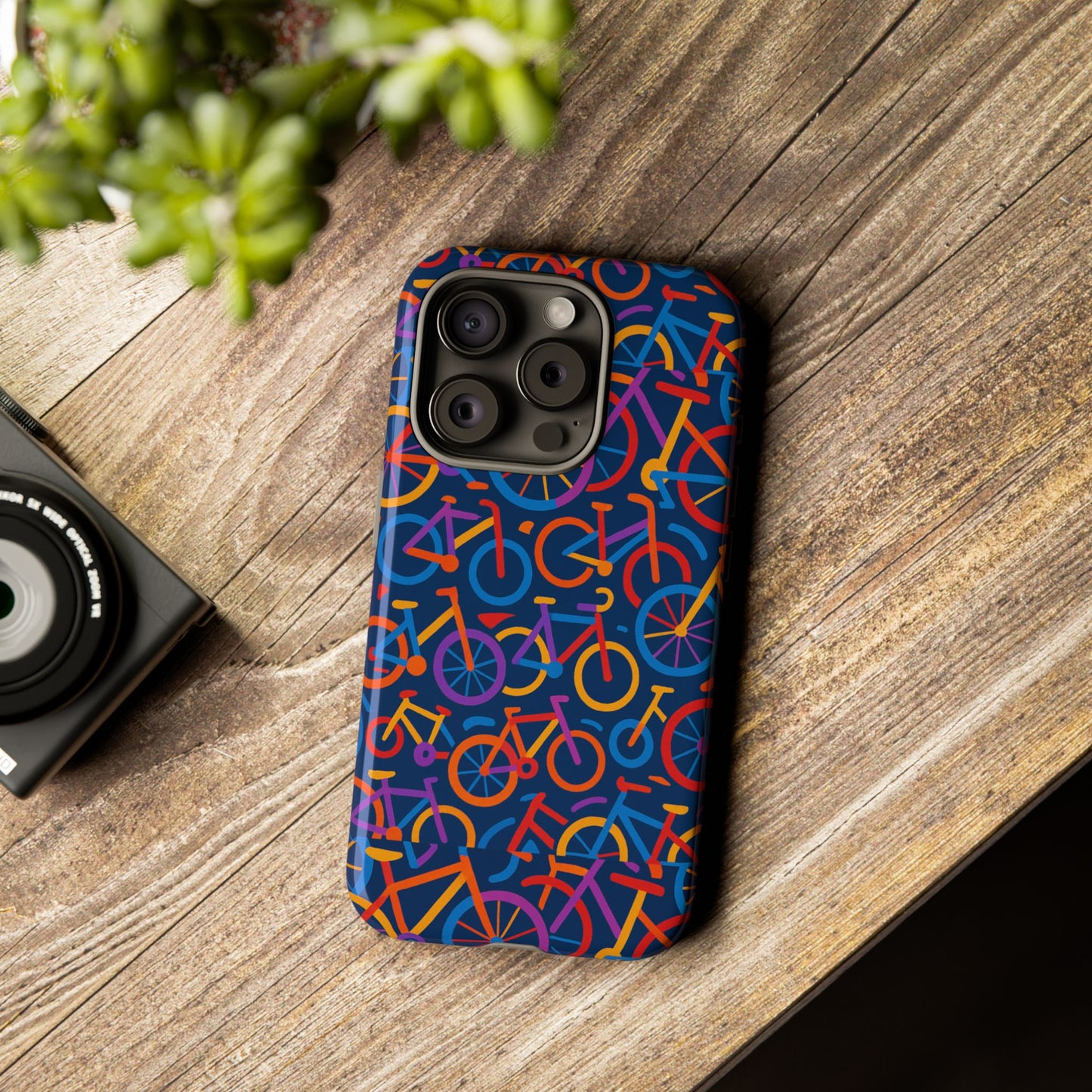 multicolour 3d bicycle pattern protective phone case stylish design for creative individuals compatible with iphone 13, 14, 15 & 16 – all models including pro, pro max & plus