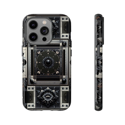 Pattern Image 4 Vibrant Shockproof Phone Case for Anime and Comic Fans, Geometric Black and Silver Design, Durable Protective Cover Compatible with iPhone 13, 14, 15 & 16 – all models including Pro, Pro Max & Plus