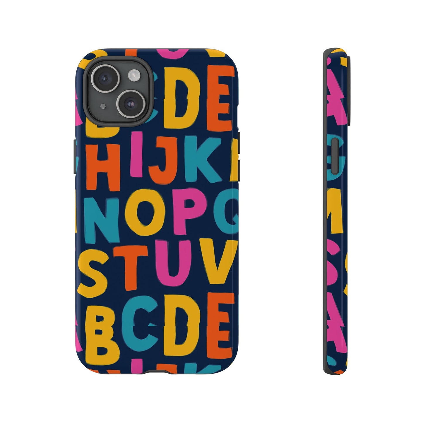 multicolour alphabet 3d wrap protective phone case for unique style and playful expression compatible with iphone 13, 14, 15 & 16 – all models including pro, pro max & plus