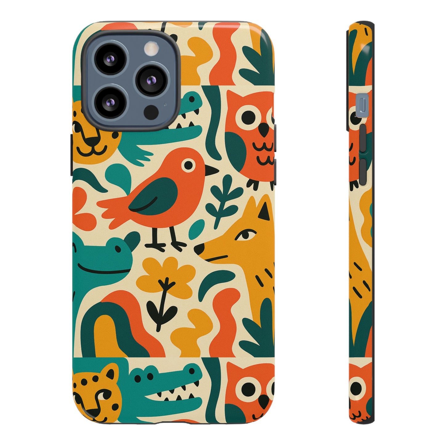 vibrant animal print protective phone case with 3d wrap design for unique style and expression compatible with iphone 13, 14, 15 & 16 – all models including pro, pro max & plus