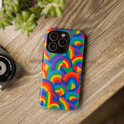 Multicolour Rainbow Protective Phone Case with 3D Design for Stylish Protection Compatible with iPhone 13, 14, 15 & 16 – All Models Including Pro, Pro Max & Plus