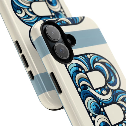 Blue Alphabet Letter B Phone Case with 3D Wrap and Shock Protection for Kids and Teens Durable TPU Cover with Vibrant Design