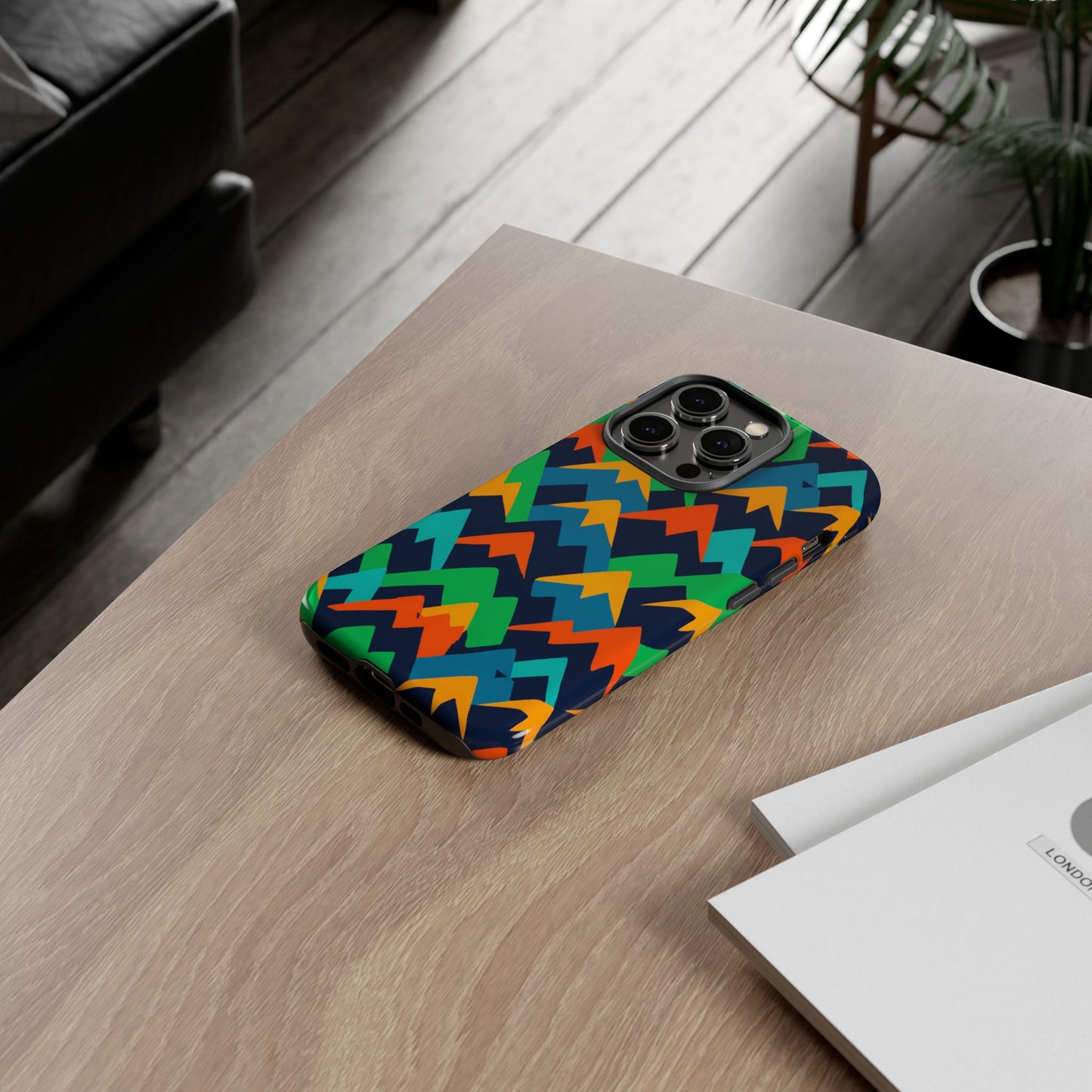 vibrant mountain design protective phone case with colourful abstract pattern for stylish protection compatible with iphone 13, 14, 15 & 16 – all models including pro, pro max & plus