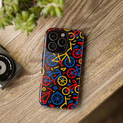 Multicolour 3D Bicycle Phone Case with Retro Design for Stylish Protection Compatible with iPhone 13, 14, 15 & 16 – all models including Pro, Pro Max & Plus