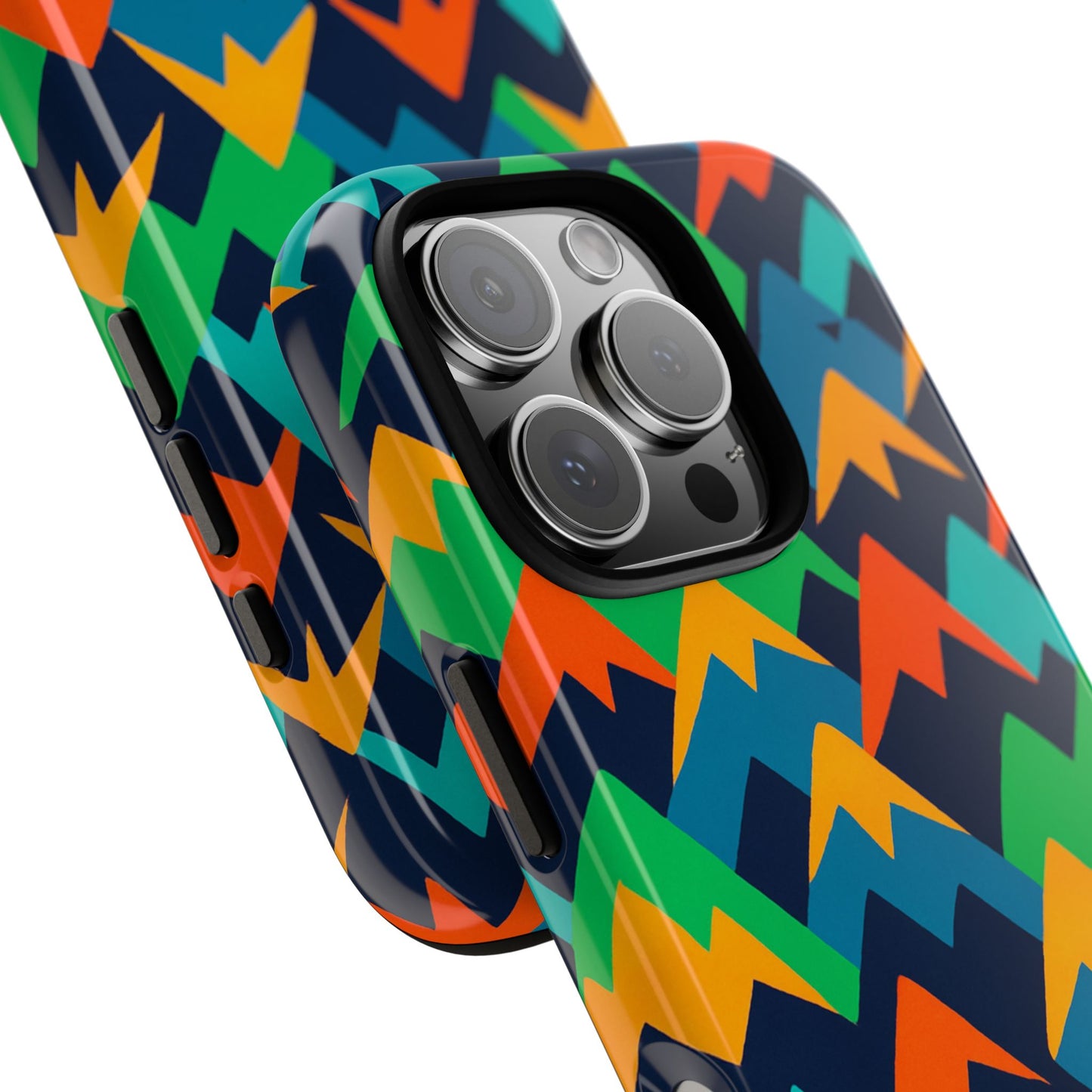 vibrant mountain design protective phone case with colourful abstract pattern for stylish protection compatible with iphone 13, 14, 15 & 16 – all models including pro, pro max & plus