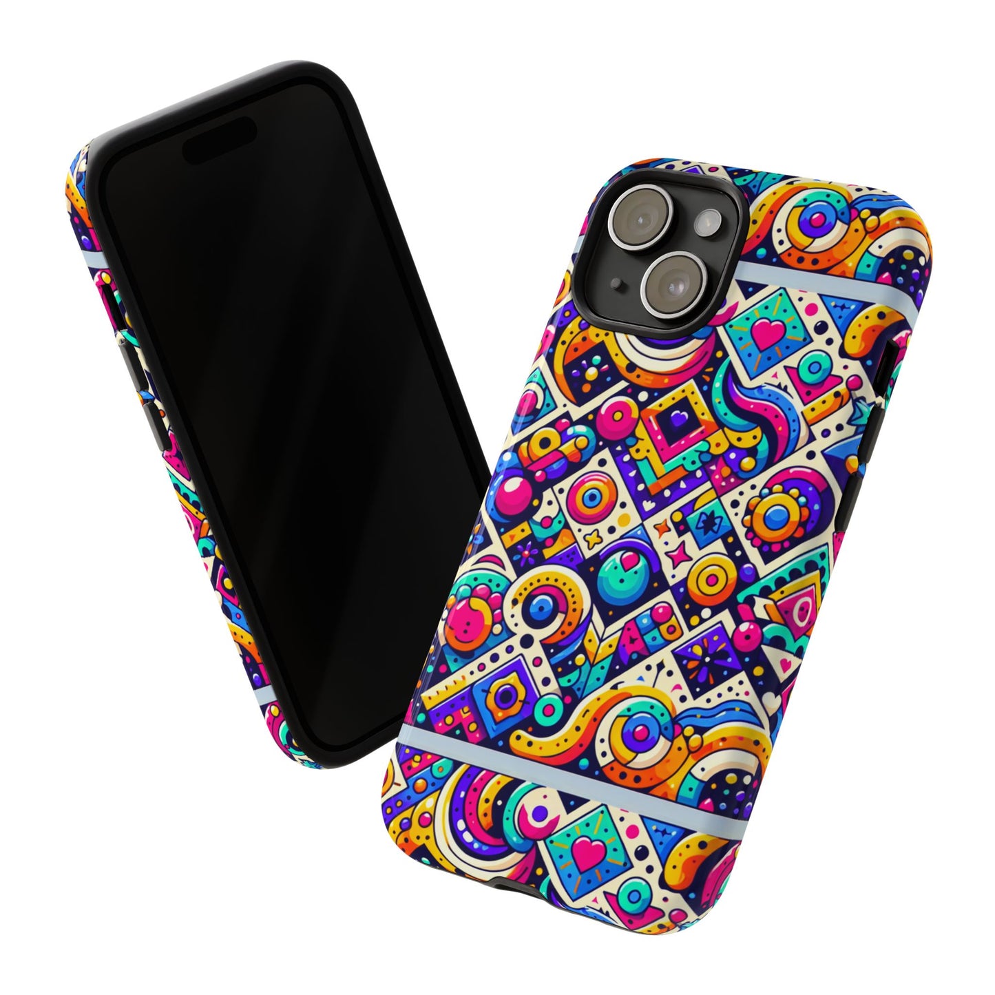 pattern image 6 vibrant 3d wrap phone case for anime and comic fans - colourful abstract design compatible with iphone 13, 14, 15 & 16 – all models including pro, pro max & plus