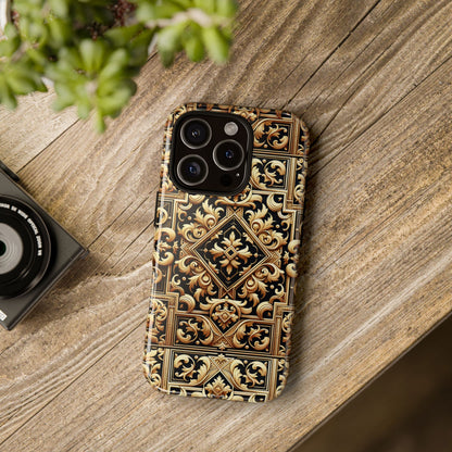 Pattern Image 3 Vibrant Shockproof Phone Case for Anime and Comic Fans - Ornate Baroque Gold Design - Compatible with iPhone 13, 14, 15 & 16 – all models including Pro, Pro Max & Plus