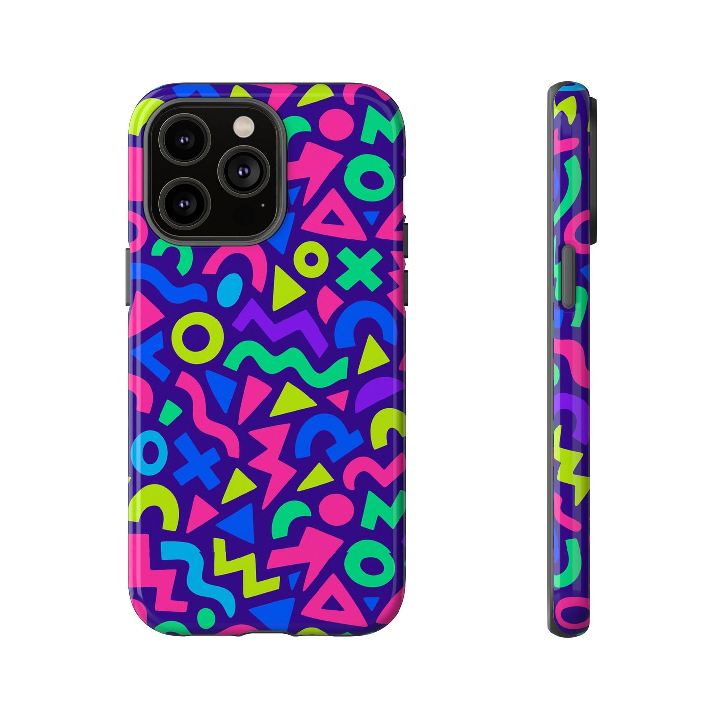 vibrant geometric 3d wrap protective phone case for men and women stylish accessory compatible with iphone 13, 14, 15 & 16 – all models including pro, pro max & plus