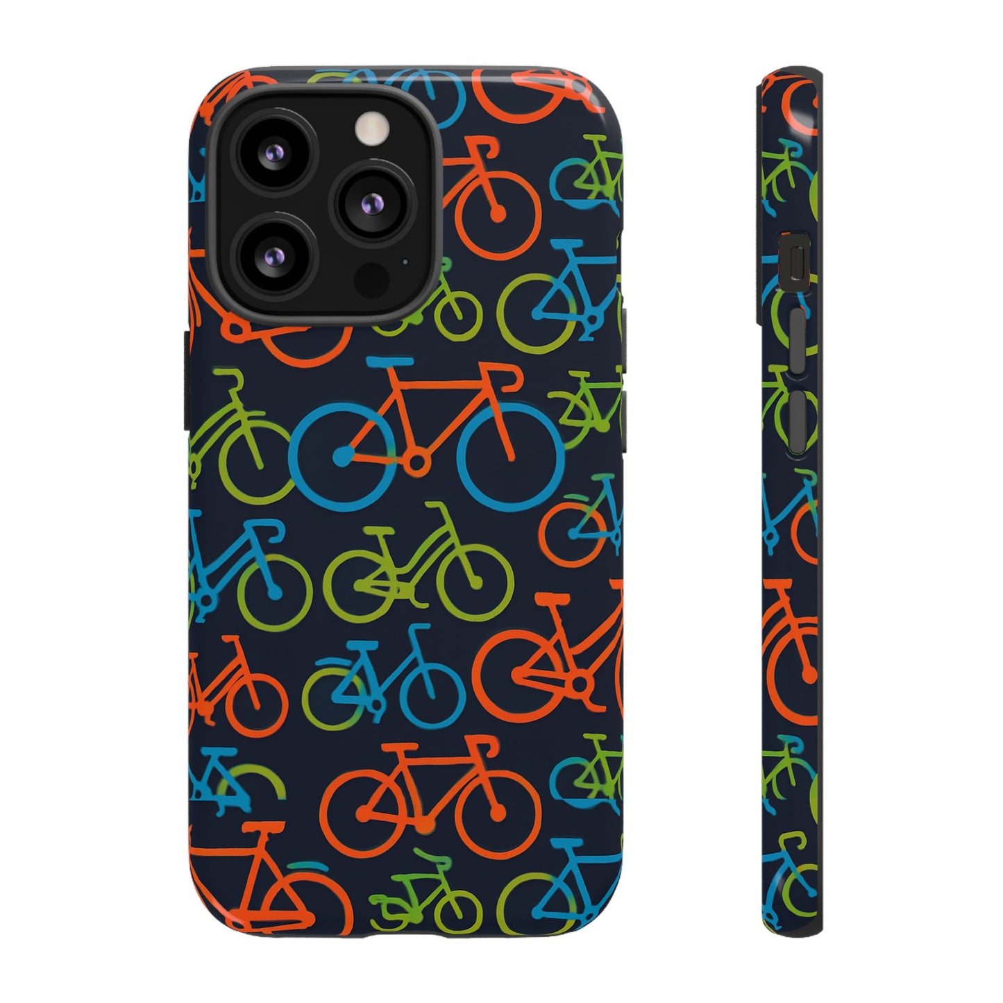 multicolour bicycle print protective phone case for smartphones – vibrant style and trendy accessory compatible with iphone 13, 14, 15 & 16 – all models including pro, pro max & plus