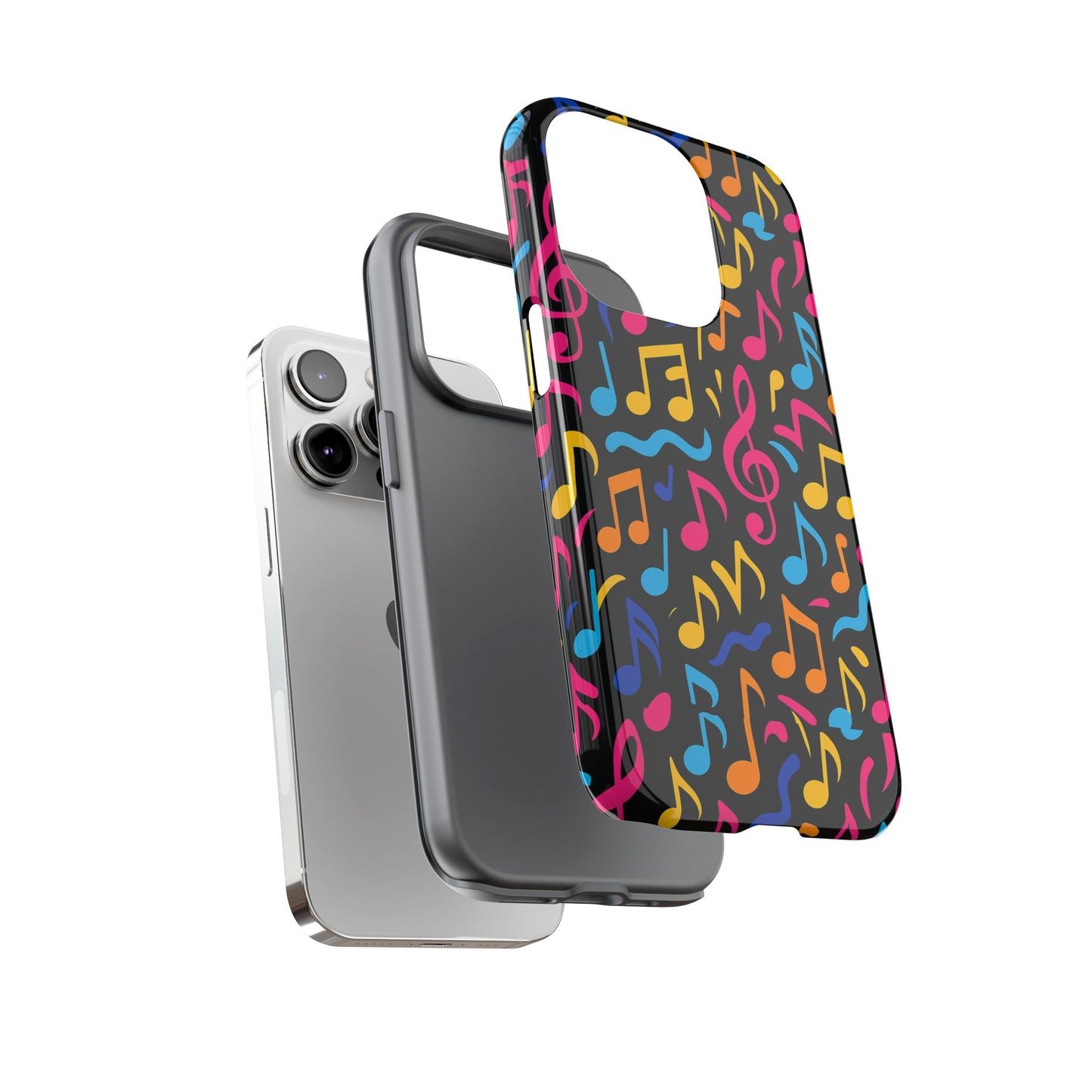 vibrant music themed phone case with colourful 3d design – stylish protection for music lovers – compatible with iphone 13, 14, 15 & 16 – all models including pro, pro max & plus