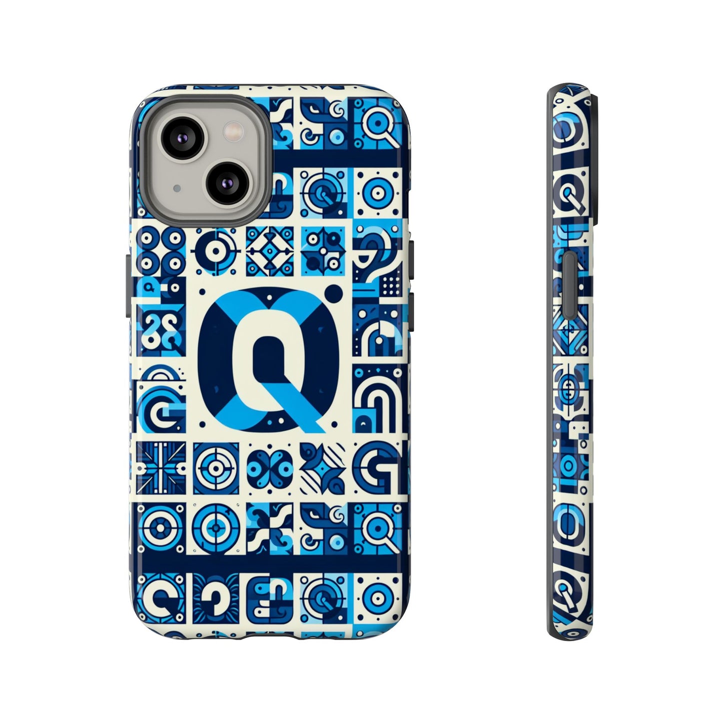 blue alphabet letter q phone case with 3d wrap protective cover for smartphones kids and adults stylish silicone shock absorption durable design