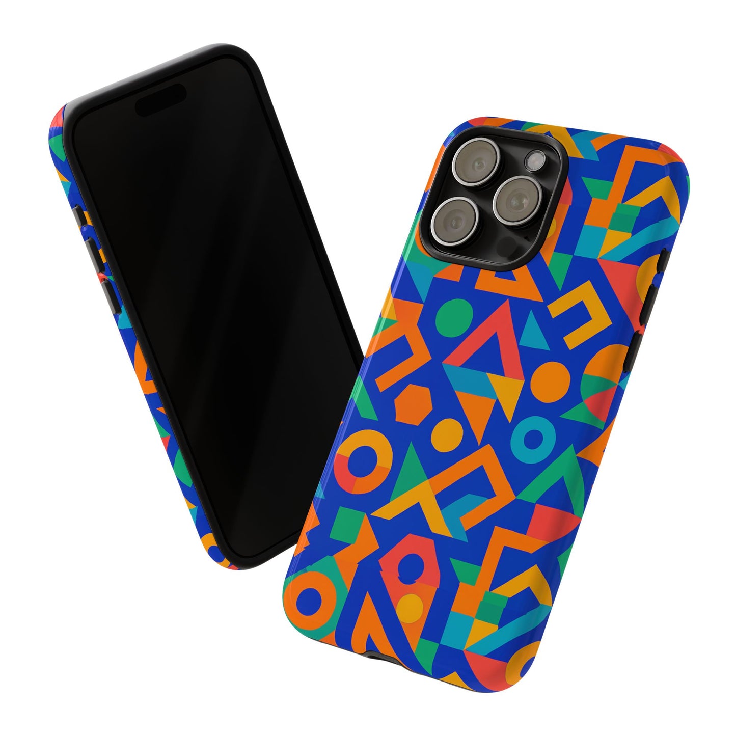 multicolour geometric 3d wrap protective phone case – vibrant accessory for creative individuals compatible with iphone 13, 14, 15 & 16 – all models including pro, pro max & plus