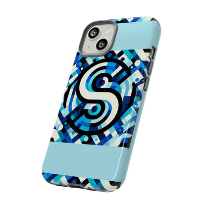 Letter Blue Alphabet S Phone Case with 3D Wrap Design for Stylish Protection and Unique Retro Anime Comic Style