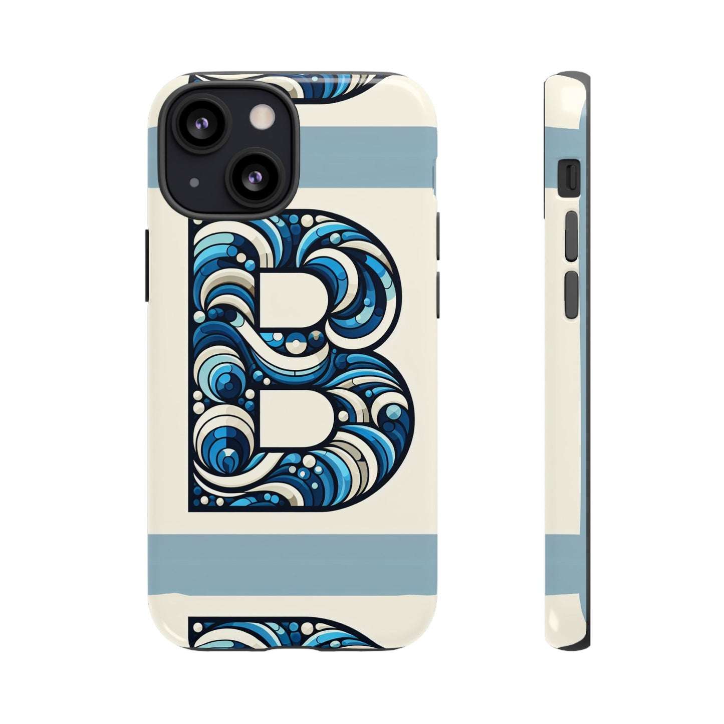 blue alphabet letter b phone case with 3d wrap and shock protection for kids and teens durable tpu cover with vibrant design
