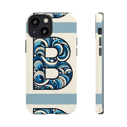 Blue Alphabet Letter B Phone Case with 3D Wrap and Shock Protection for Kids and Teens Durable TPU Cover with Vibrant Design