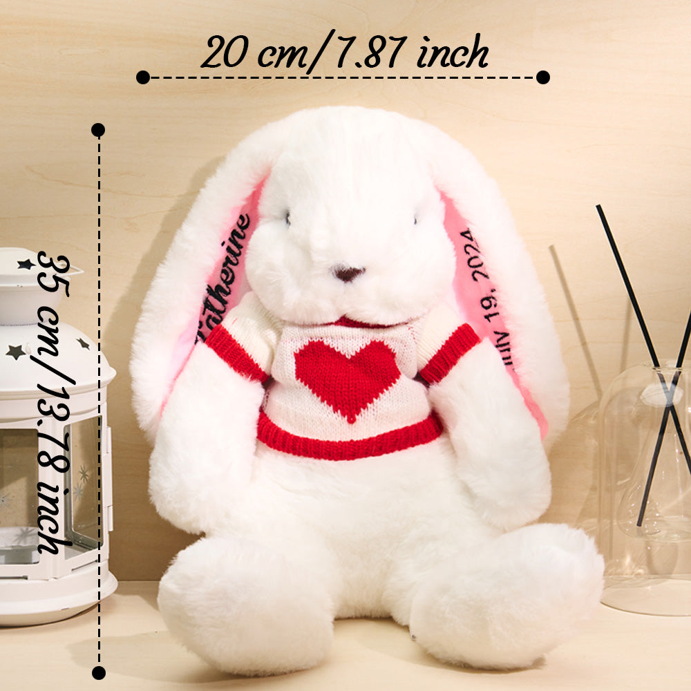 personalized sweater bunny plush toys custom rabbit with embroidered name gift for children soft cuddly toy for birthdays and special occasions