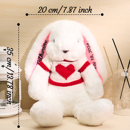 Personalized Sweater Bunny Plush Toys Custom Rabbit with Embroidered Name Gift for Children Soft Cuddly Toy for Birthdays and Special Occasions