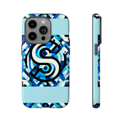 Letter Blue Alphabet S Phone Case with 3D Wrap Design for Stylish Protection and Unique Retro Anime Comic Style