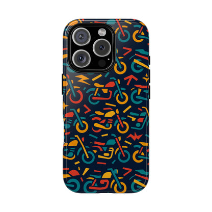 Vibrant Multicolour Motorcycle Design Protective Phone Case for Stylish Protection – Compatible with iPhone 13, 14, 15 & 16 – All Models Including Pro, Pro Max & Plus