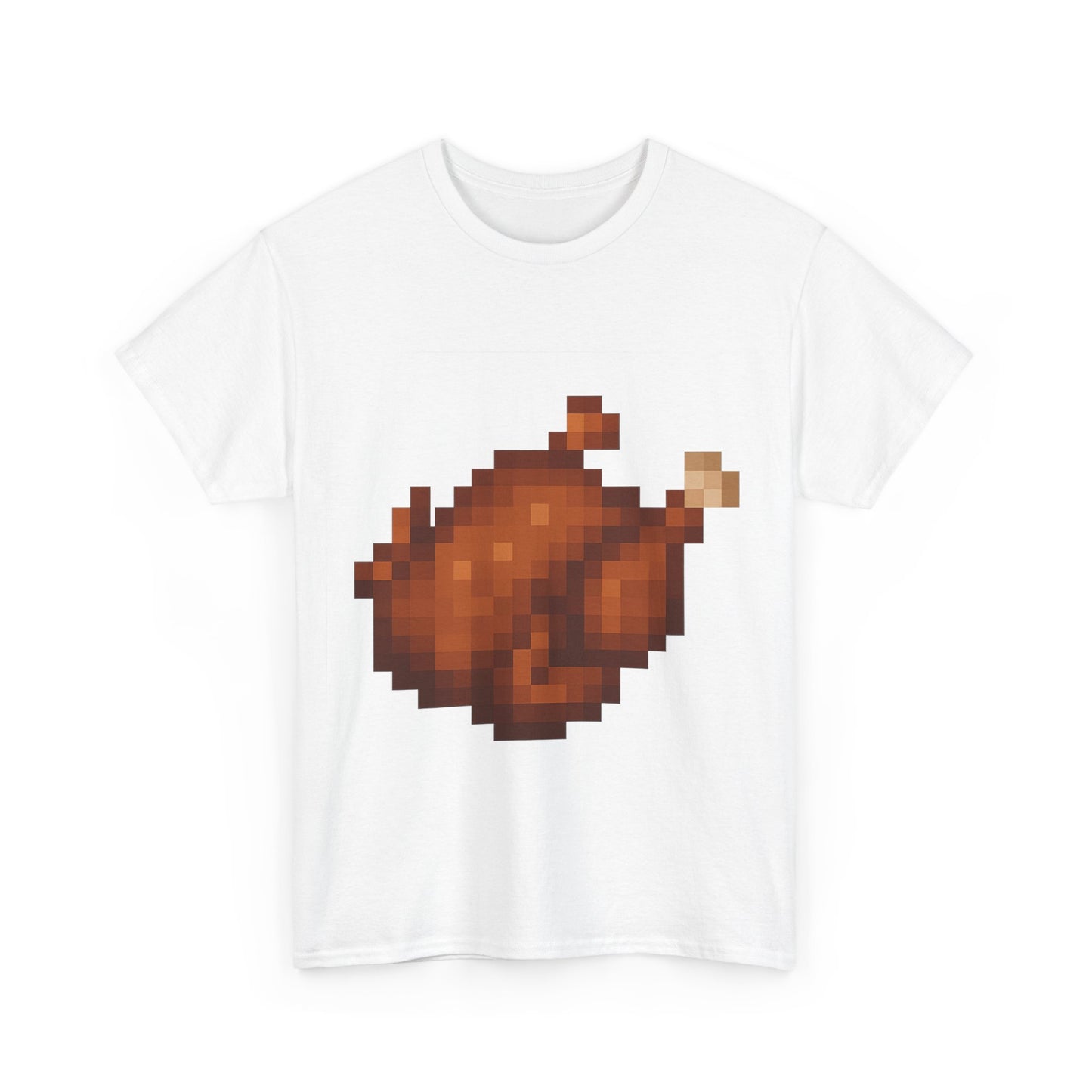 funny pixel turkey unisex heavy cotton tee for gamers - perfect thanksgiving shirt, casual wear, comfortable cotton tee, fun gamer apparel, holiday graphic tee