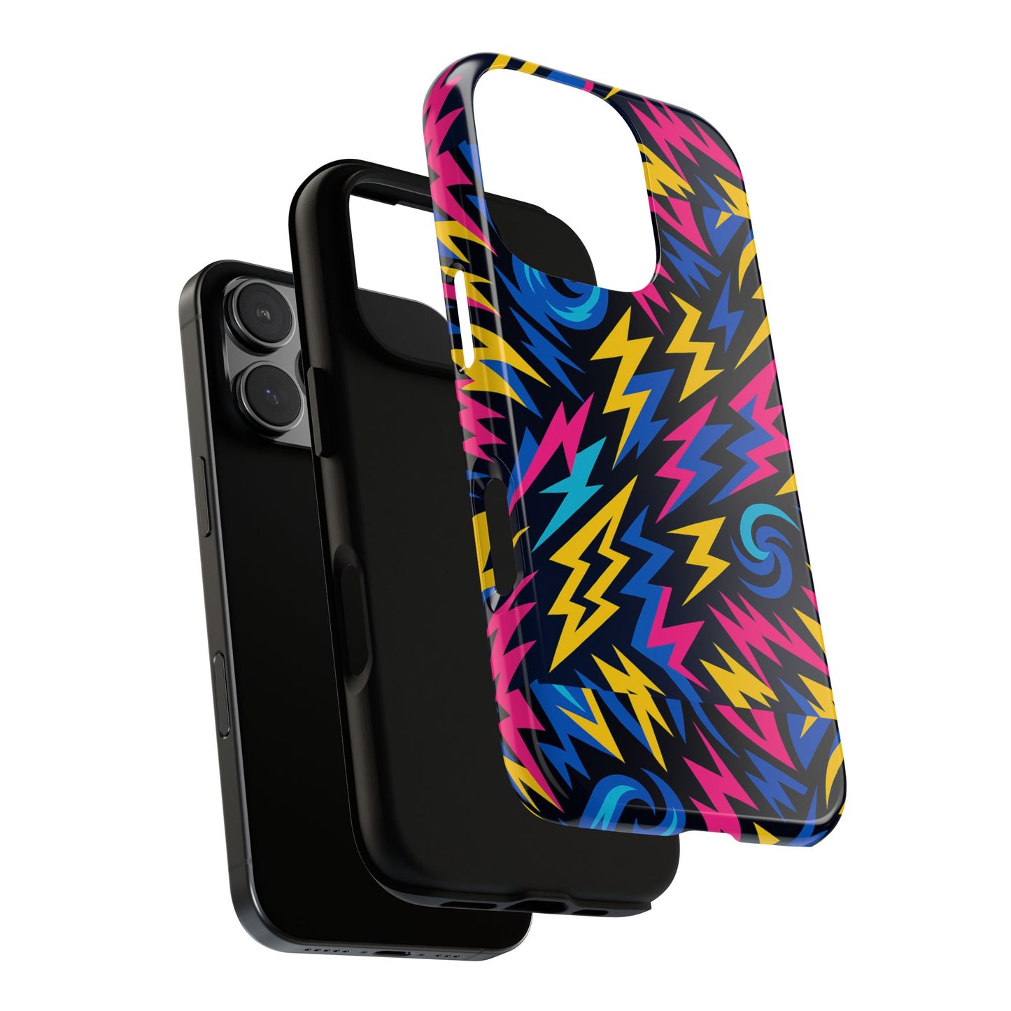 vibrant lightning bolt protective phone case with 3d wrap design for trendy aesthetic accessories compatible with iphone 13, 14, 15 & 16 – all models including pro, pro max & plus