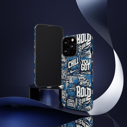 Vibrant 3D Typography Phone Case in Blue – Stylish Protection for Trendy Individuals – Compatible with iPhone 13, 14, 15 & 16 – all models including Pro, Pro Max & Plus