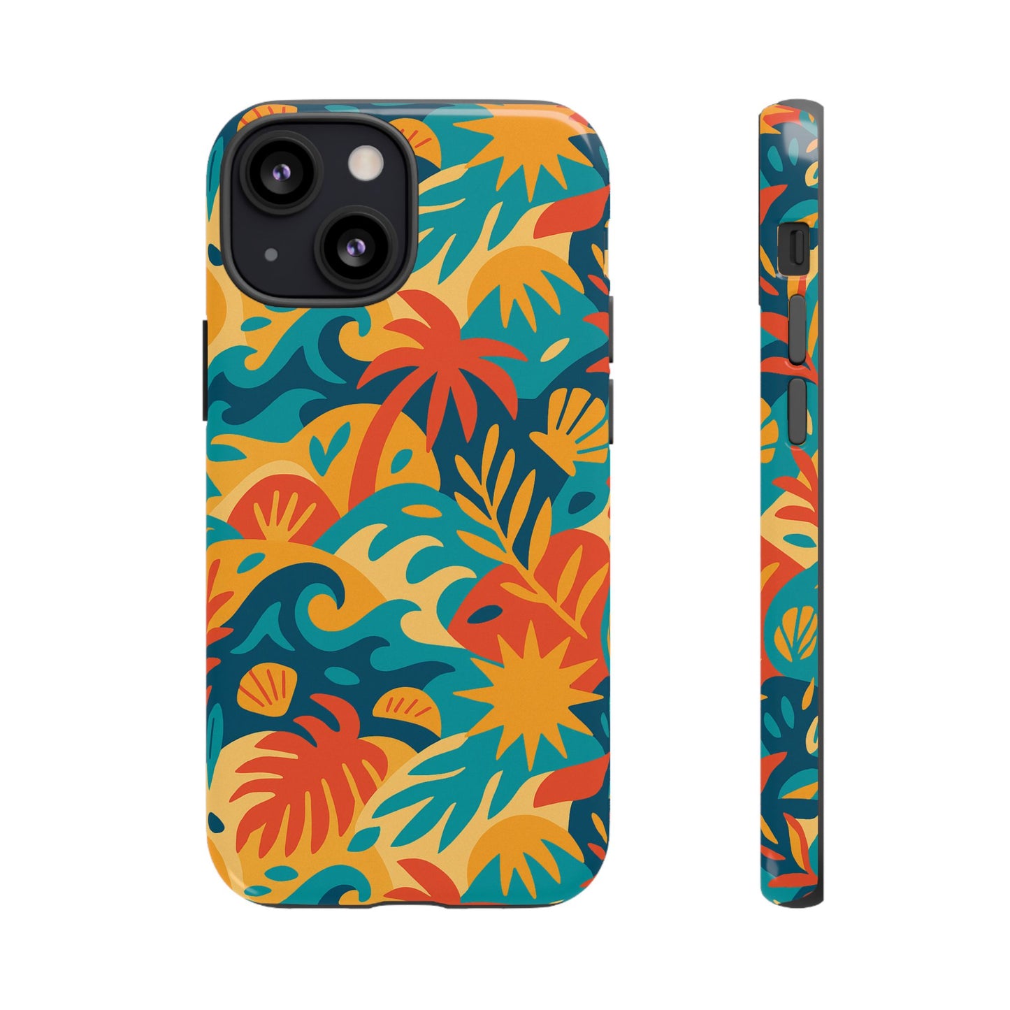 vibrant tropical phone case for stylish protection with 3d wrap design – unisex fashion accessory compatible with iphone 13, 14, 15 & 16 – all models including pro, pro max & plus