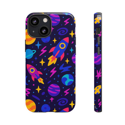 Vibrant 3D Wrap Protective Phone Case with Playful Space Theme for Stylish Self-Expression Compatible with iPhone 13, 14, 15 & 16 – all models including Pro, Pro Max & Plus