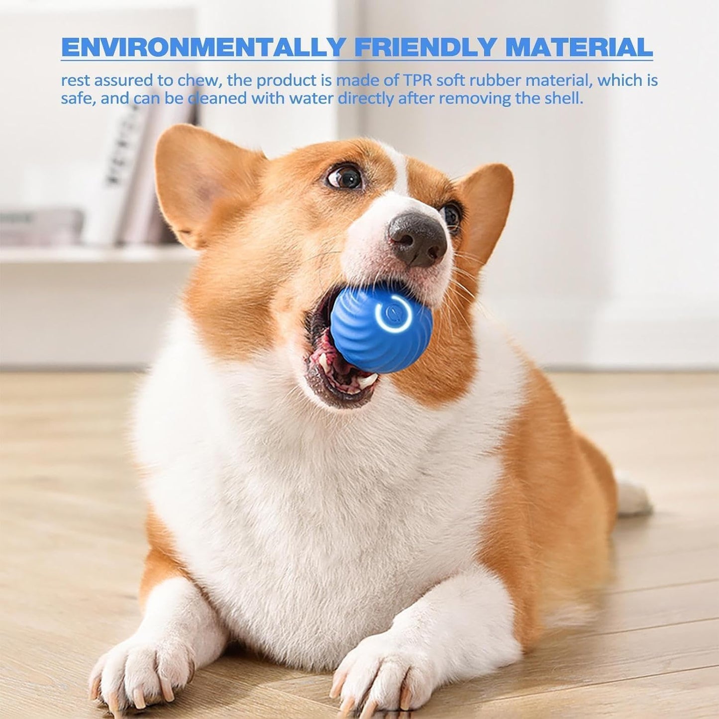 blue pet toy ball automatic moving dog toy ball smart usb jumping rotating interactive dog chew toy ball for puppy ball toy