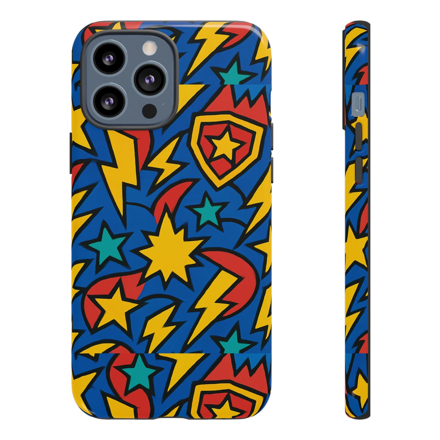 multicolour superhero phone case with 3d design for playful protection compatible with iphone 13, 14, 15 & 16 – all models including pro, pro max & plus