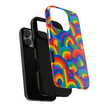 Multicolour Rainbow Protective Phone Case with 3D Design for Stylish Protection Compatible with iPhone 13, 14, 15 & 16 – All Models Including Pro, Pro Max & Plus