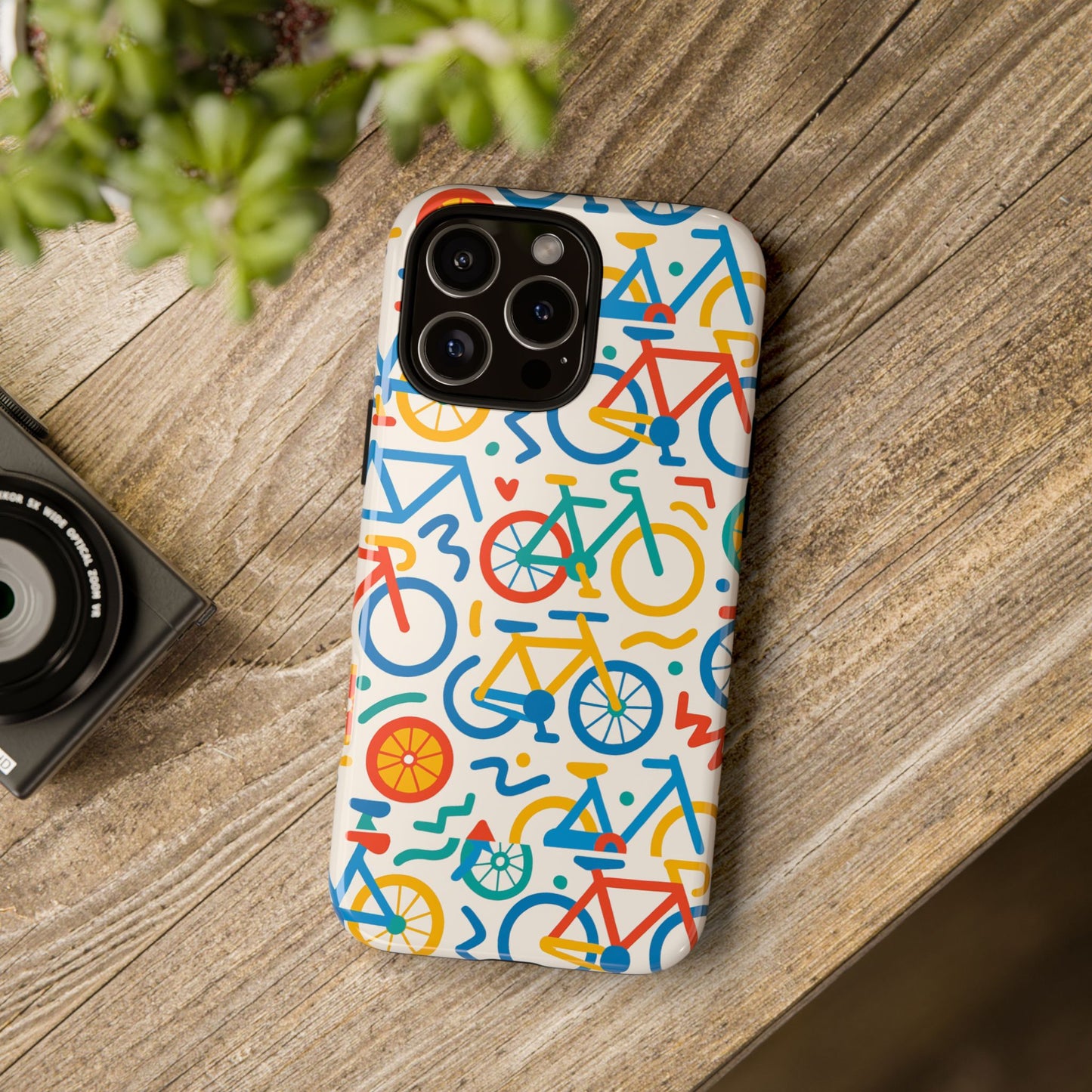 vibrant 3d bicycle print protective phone case – colourful unisex accessory for style and fun – compatible with iphone 13, 14, 15 & 16 – all models including pro, pro max & plus