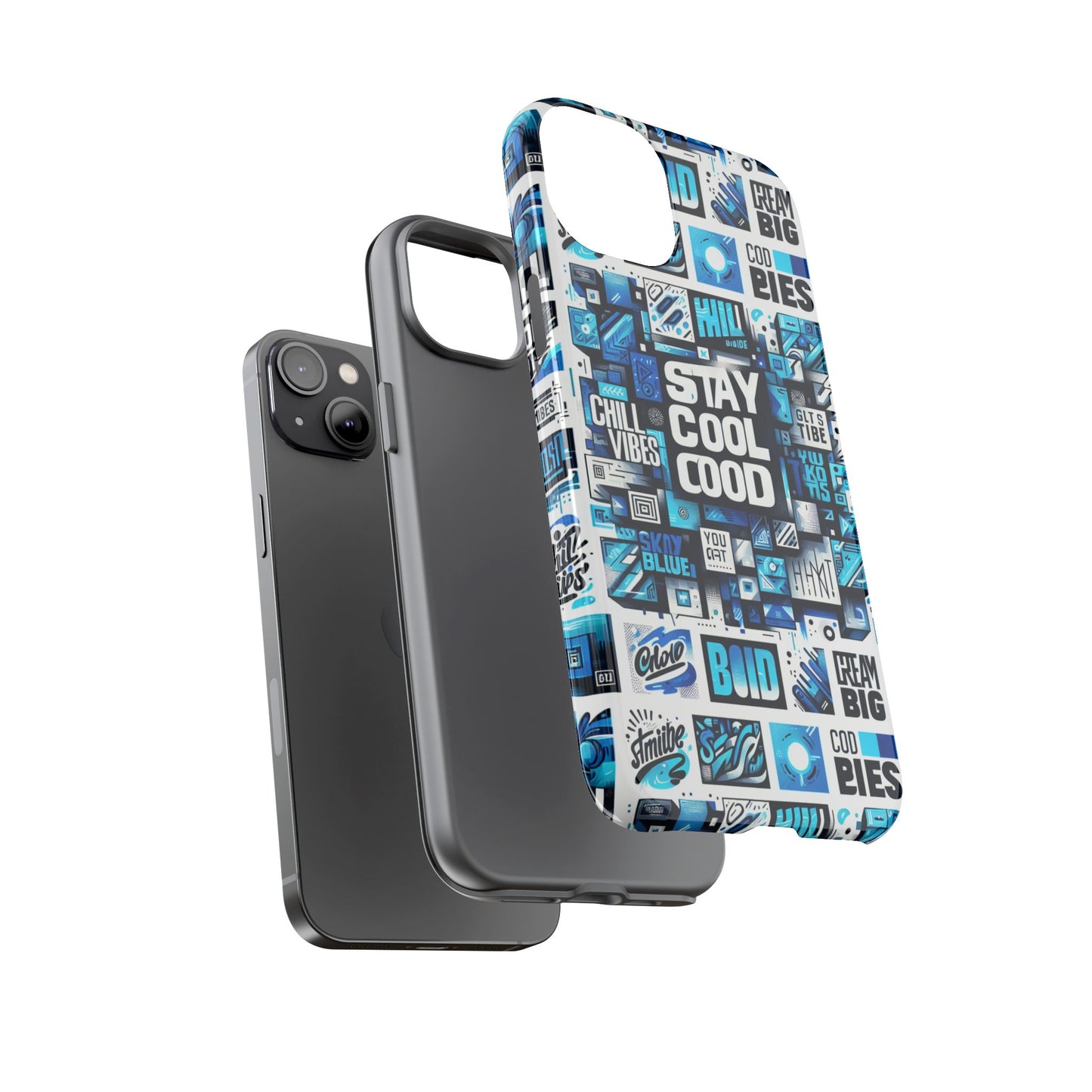 vibrant 3d wrap protective phone case with unique blue graphic design for trendy individuals – stylish protection compatible with iphone 13, 14, 15 & 16 – all models including pro, pro max & plus