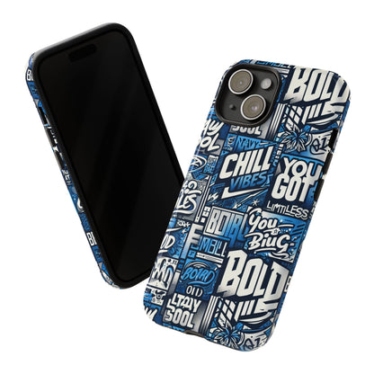 Vibrant 3D Typography Phone Case in Blue – Stylish Protection for Trendy Individuals – Compatible with iPhone 13, 14, 15 & 16 – all models including Pro, Pro Max & Plus