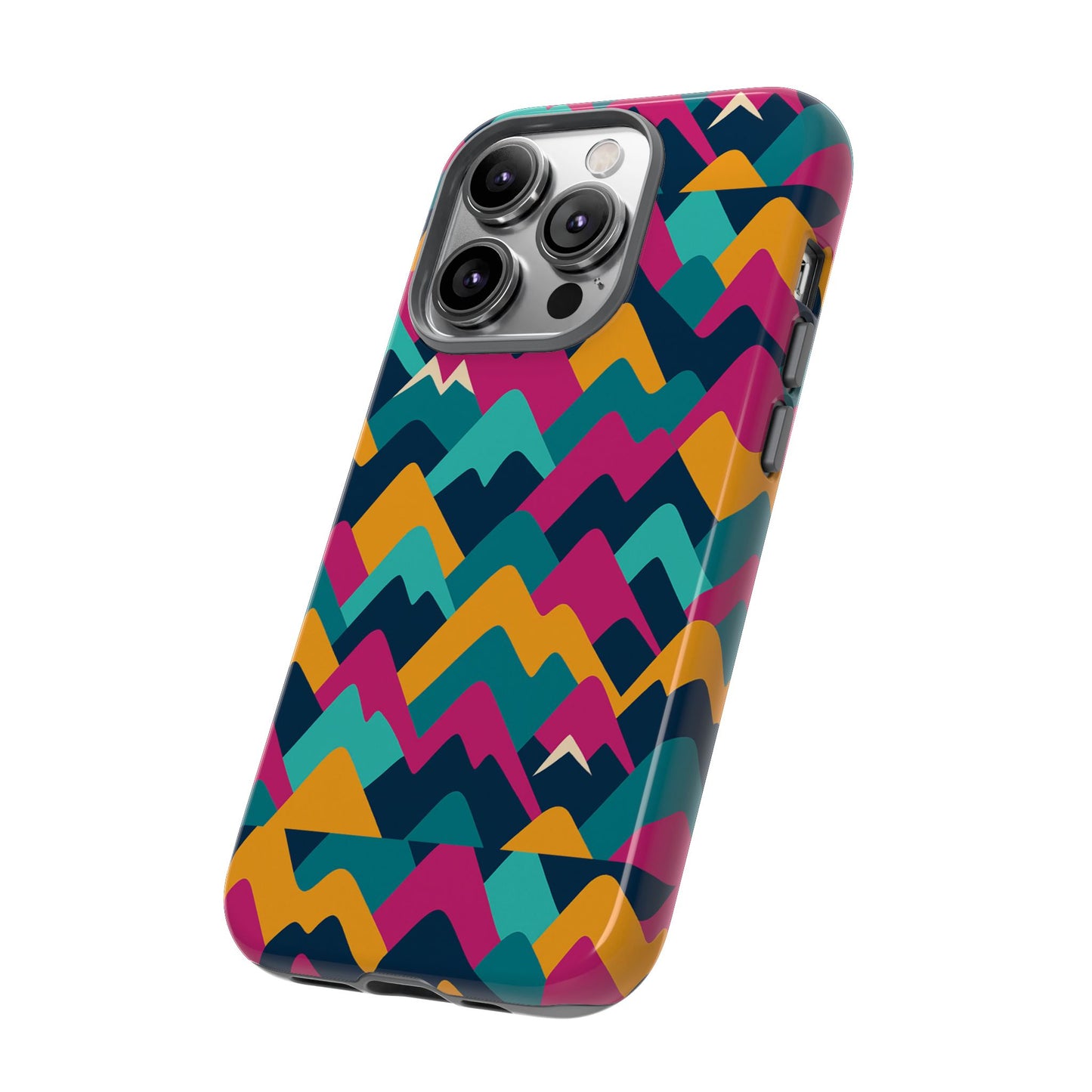 vibrant 3d geometric protective phone case for unisex, stylish smartphone accessory with playful design, compatible with iphone 13, 14, 15 & 16 – all models including pro, pro max & plus