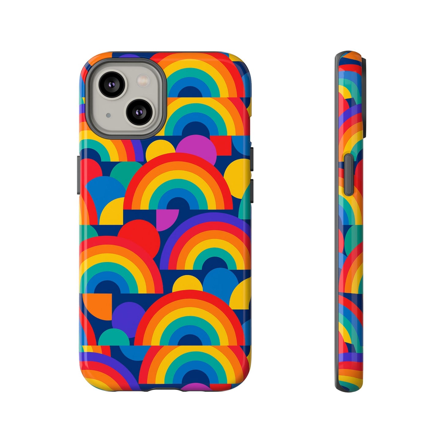 multicolour rainbow design protective phone case – stylish 3d wrap finish for unique expression – compatible with iphone 13, 14, 15 & 16 – all models including pro, pro max & plus
