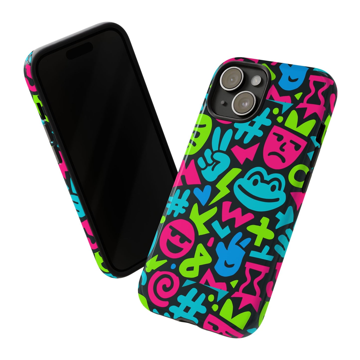vibrant emoji pattern protective phone case colourful 3d design stylish protection for unisex smartphones compatible with iphone 13, 14, 15 & 16 – all models including pro, pro max & plus