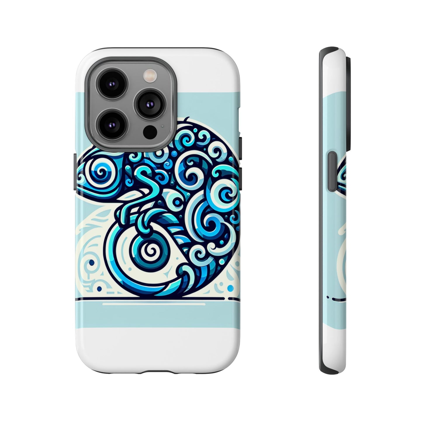 vibrant 3d wrap protective phone case with playful chameleon design in blue – unique accessory for self-expression compatible with iphone 13, 14, 15 & 16 – all models including pro, pro max & plus