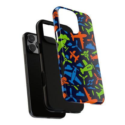 Vibrant Airplane Pattern Protective Phone Case for Colourful Accessory Durable Design Compatible with iPhone 13, 14, 15 & 16 – all models including Pro, Pro Max & Plus