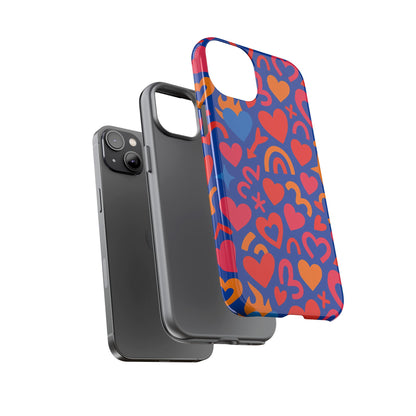 Vibrant Multicolour Heart Design Protective Phone Case Stylish Accessory for Self-Expression Compatible with iPhone 13, 14, 15 & 16 – all models including Pro, Pro Max & Plus