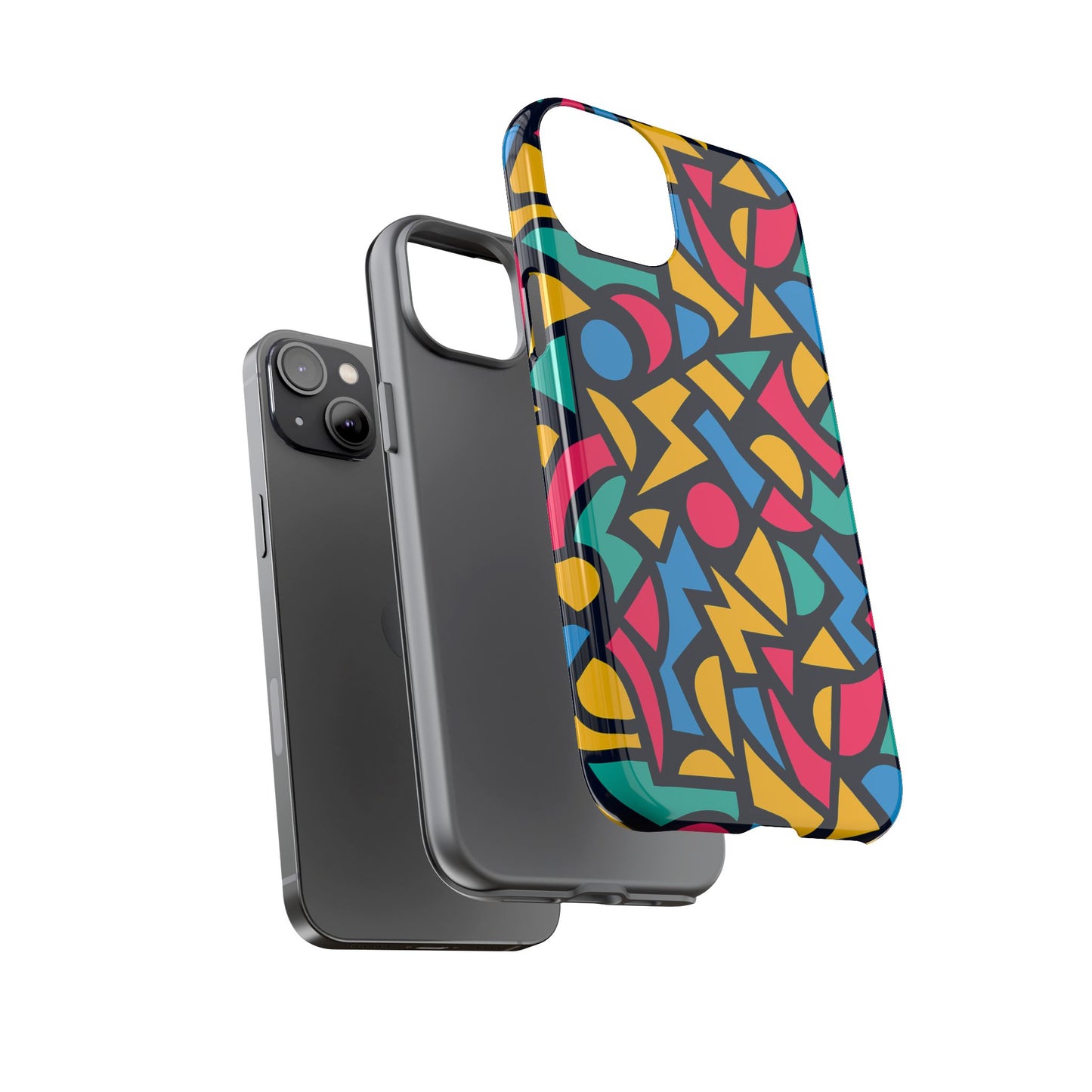 vibrant retro aesthetic phone case – stylish protection in multicolour design – compatible with iphone 13, 14, 15 & 16 – all models including pro, pro max & plus