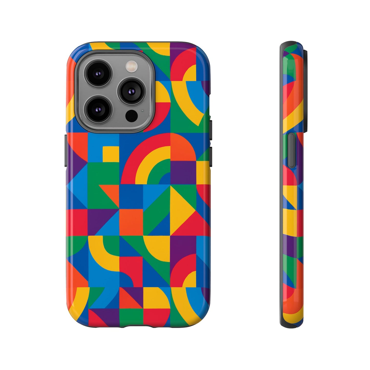 vibrant 3d geometric phone case with bold design stylish protection accessory compatible with iphone 13, 14, 15 & 16 – all models including pro, pro max & plus