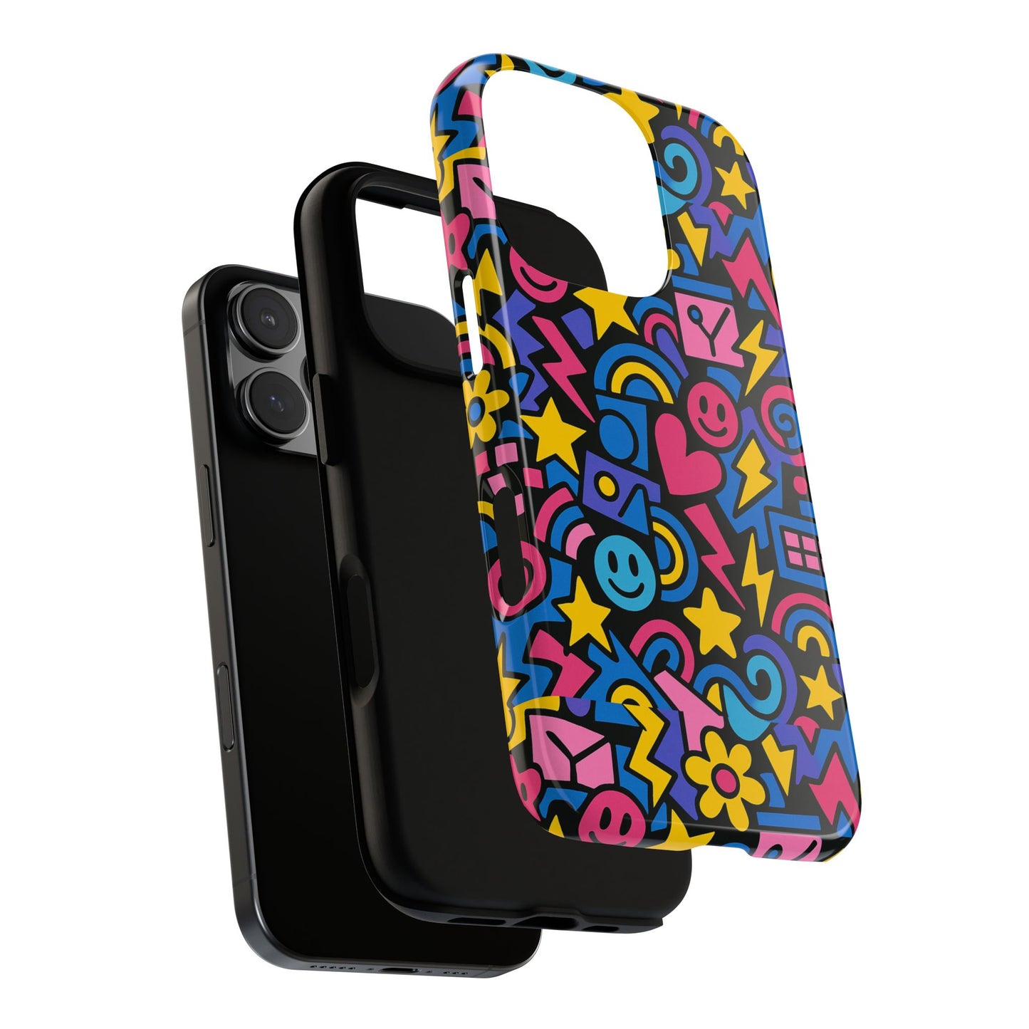 vibrant multicolour cartoon protective phone case – playful 3d design for stylish protection – compatible with iphone 13, 14, 15 & 16 – all models including pro, pro max & plus