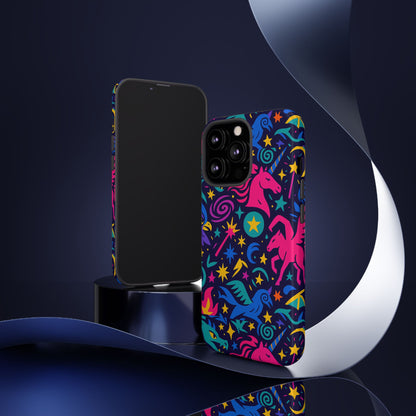 Vibrant Fantasy Unicorns Protective Phone Case – Colourful 3D Design for Stylish Protection – Compatible with iPhone 13, 14, 15 & 16 – All Models Including Pro, Pro Max & Plus