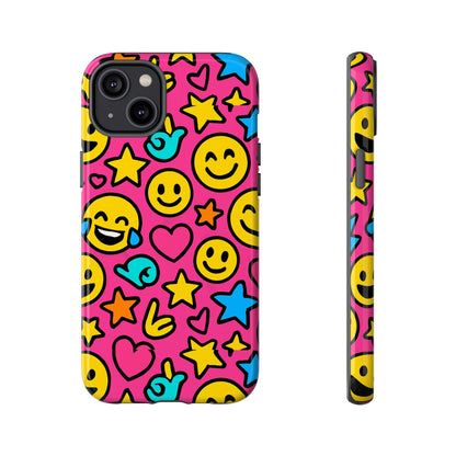 Vibrant Pink Emoji Phone Case with 3D Wrap Design for Stylish Protection Compatible with iPhone 13, 14, 15 & 16 – All Models Including Pro, Pro Max & Plus