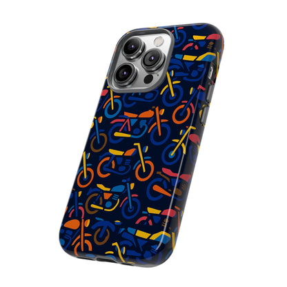 Colourful 3D Motorcycle Print Protective Phone Case for Creative Individuals – Stylish Protection Compatible with iPhone 13, 14, 15 & 16 – All Models Including Pro, Pro Max & Plus