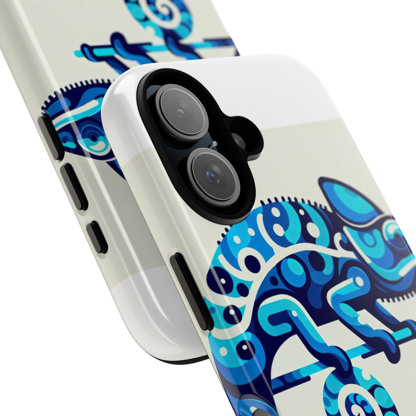 vibrant 3d chameleon phone case for stylish protection with unique blue animal design compatible with iphone 13, 14, 15 & 16 – all models including pro, pro max & plus