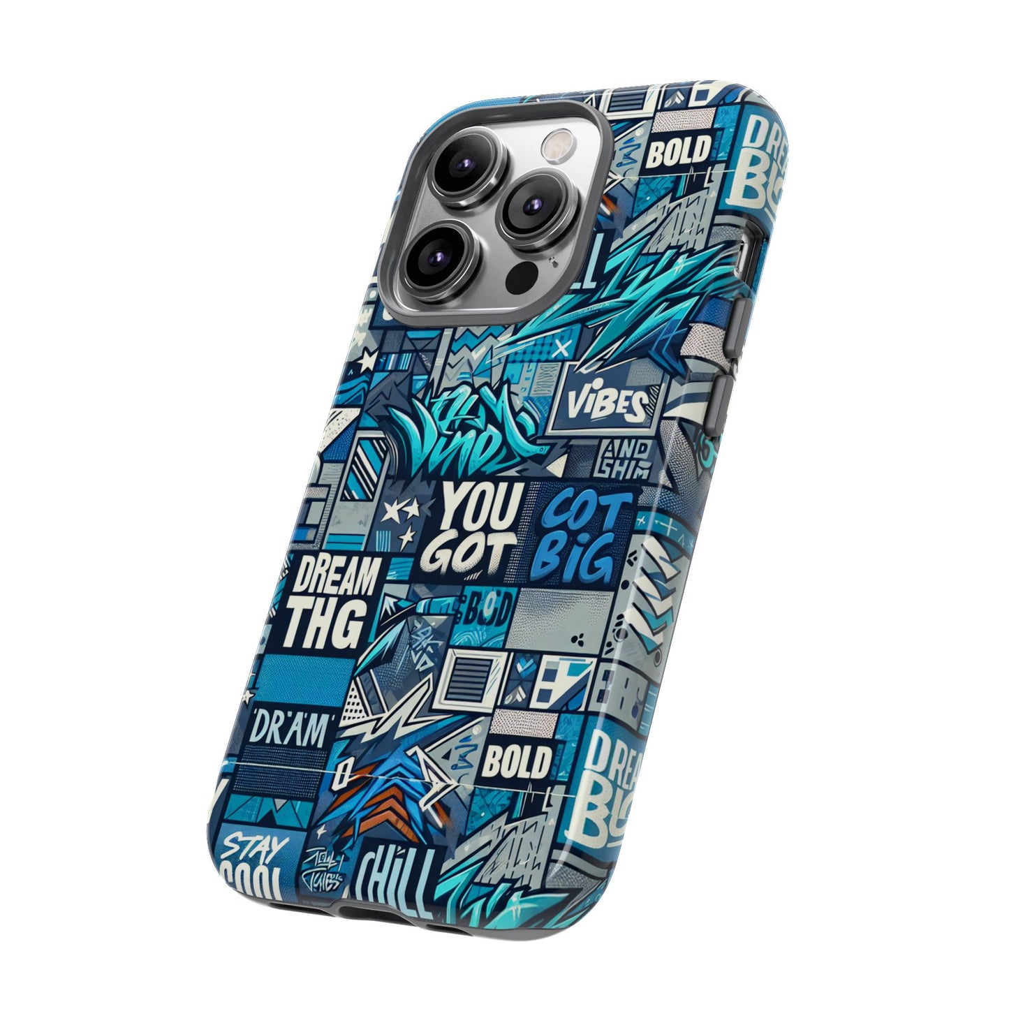vibrant 3d wrap protective phone case in blue with playful graphic design for stylish protection – compatible with iphone 13, 14, 15 & 16 – all models including pro, pro max & plus